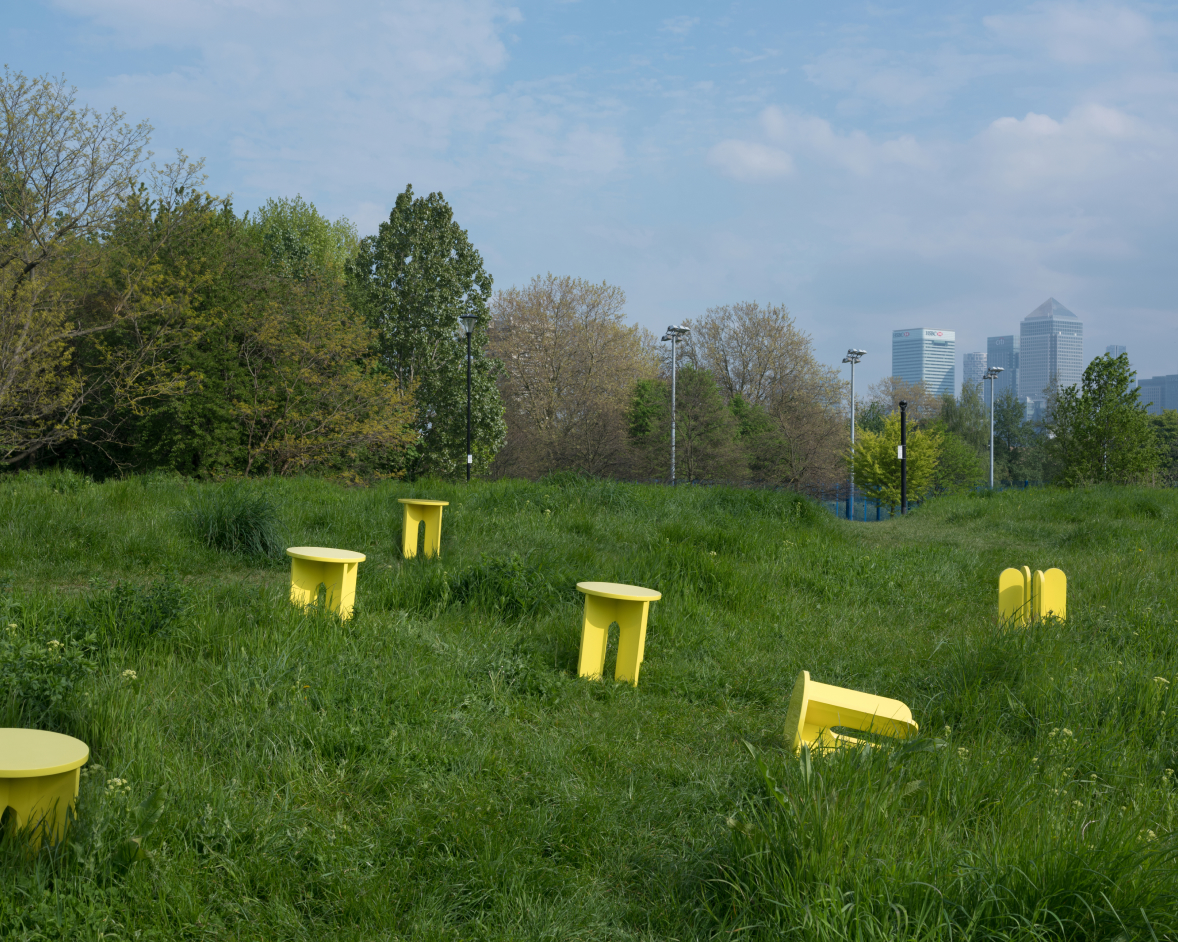Alessandro - yellow stools in the park