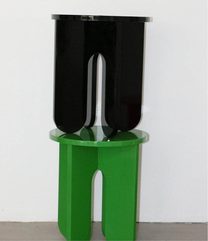 gallery image - Lacquered capsules stool green and black